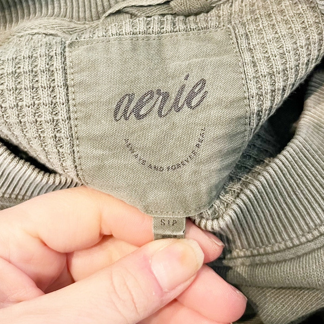 Aerie Oversized Crewneck Long Sleeve Sweatshirt Green Small