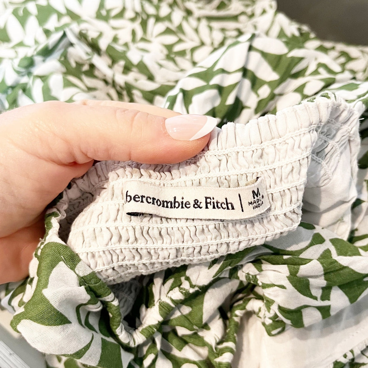 Abercrombie & Fitch Ruffle Strap Floral Print Poplin Midi Dress Green Medium