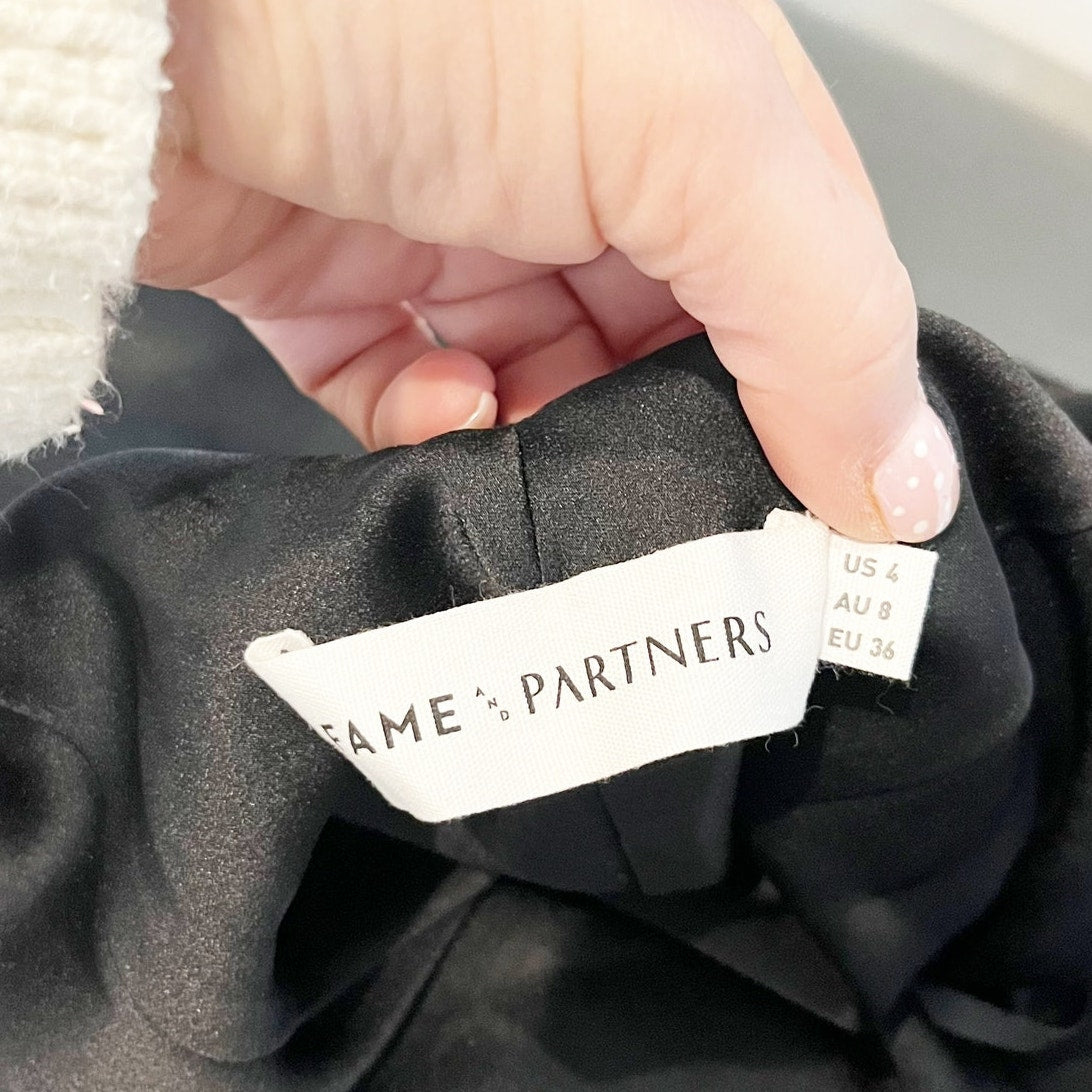 Fame and Partners Francois Draped Satin Maxi Slip Dress Gown Black 4