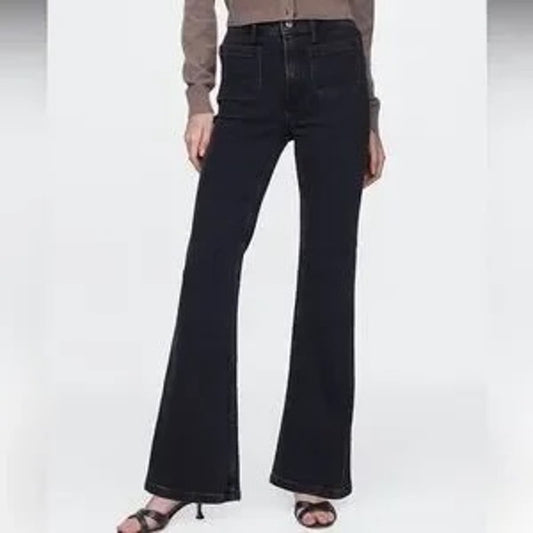 GAP High Rise '70s Patch Pocket Flare Jeans Black 14