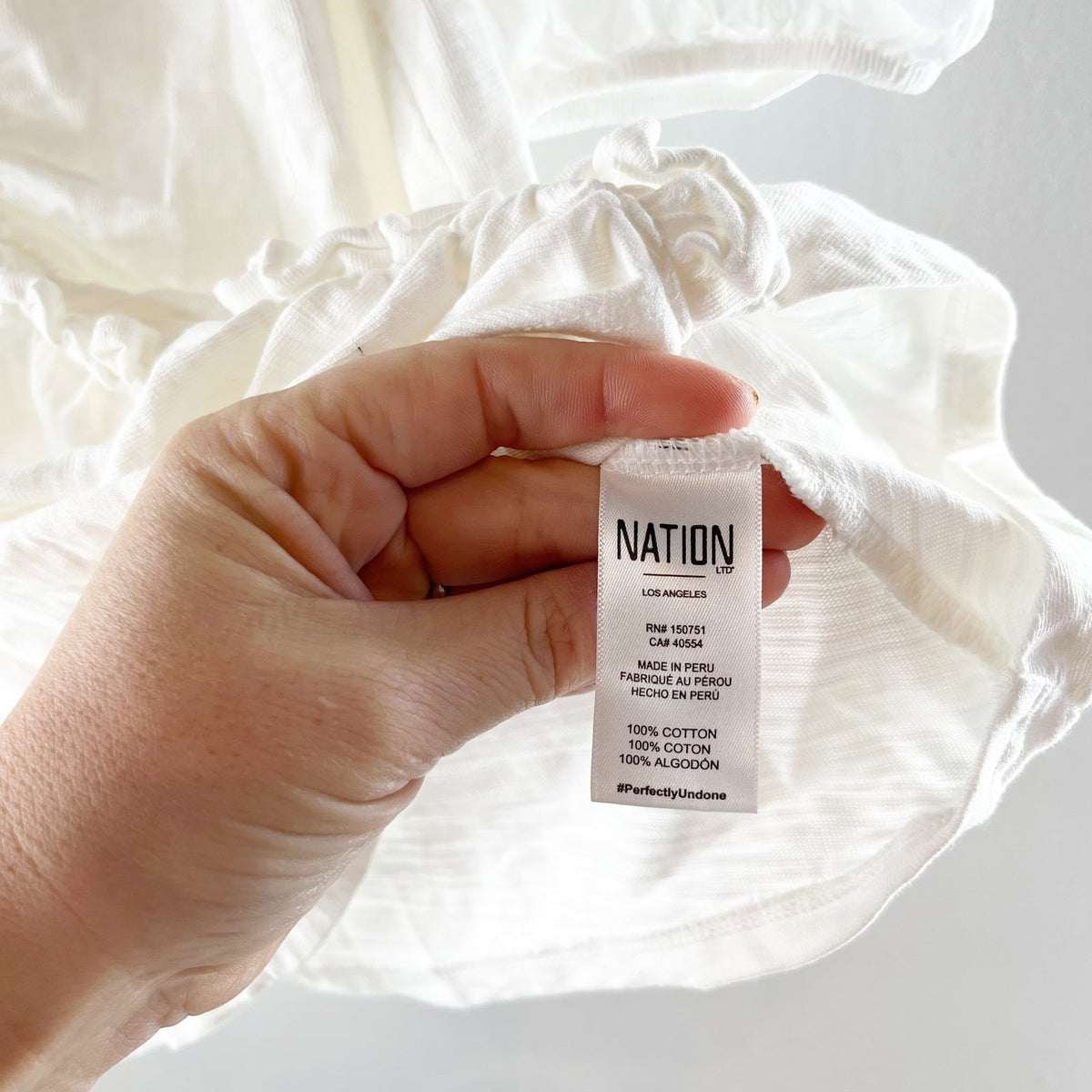 Nation LTD Giada Puff Sleeve V-Neck Gathered Blouse Top Optic White XS