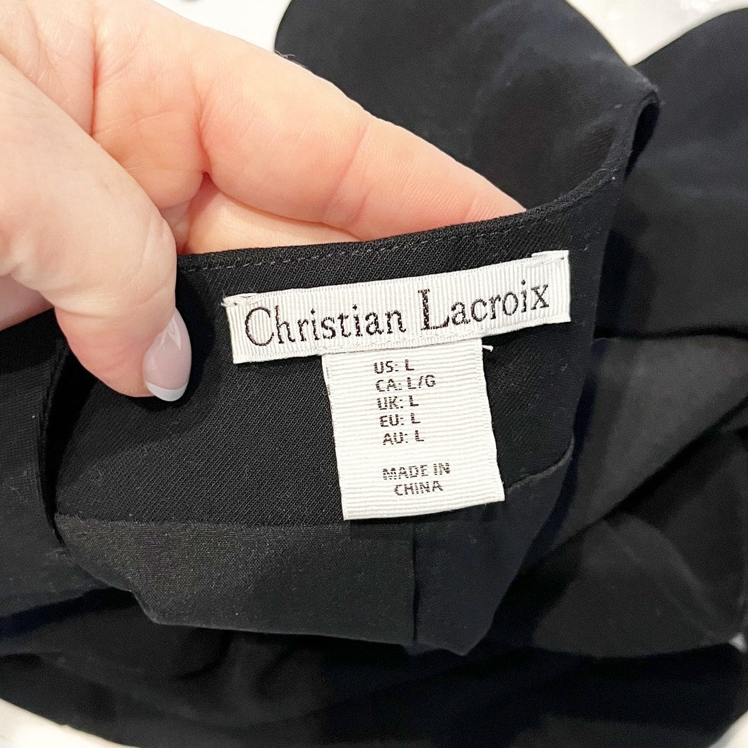 Christian Lacroix Sleeveless Tie Front Vest Top Black Large