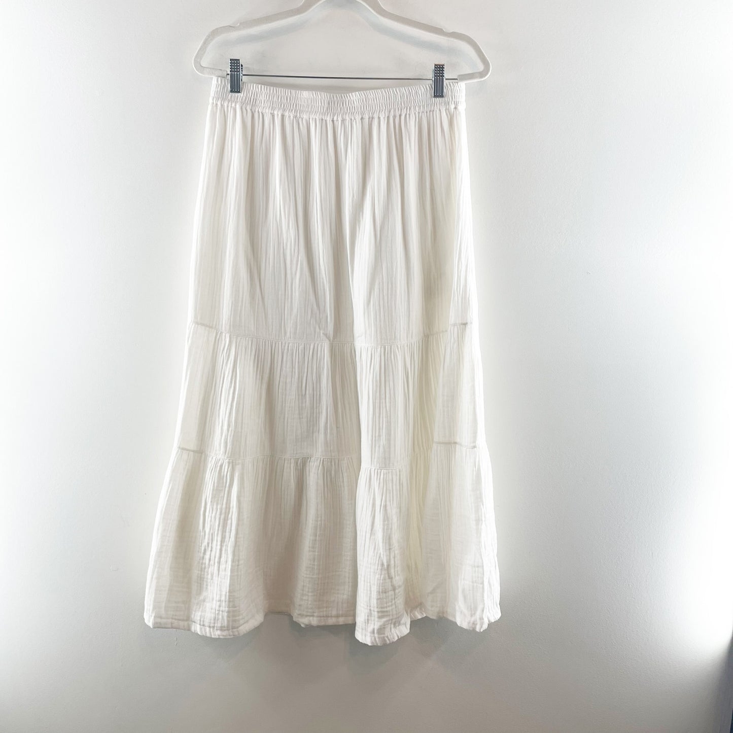 Faherty Dream Cotton Gauze Valentina Maxi Skirt White Large