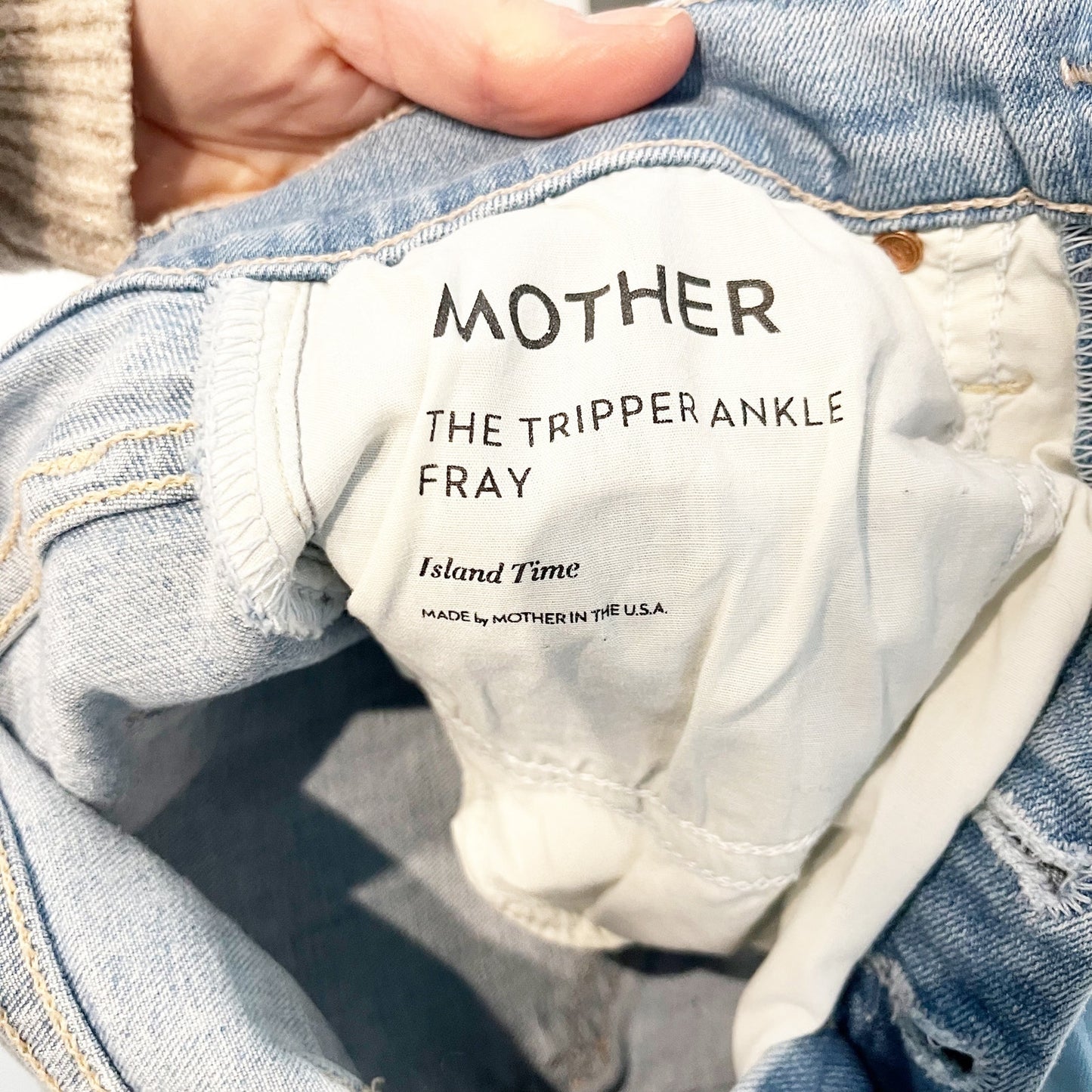 Mother The Tripper Ankle Fray Crop Boot Jeans Island Time Blue 24