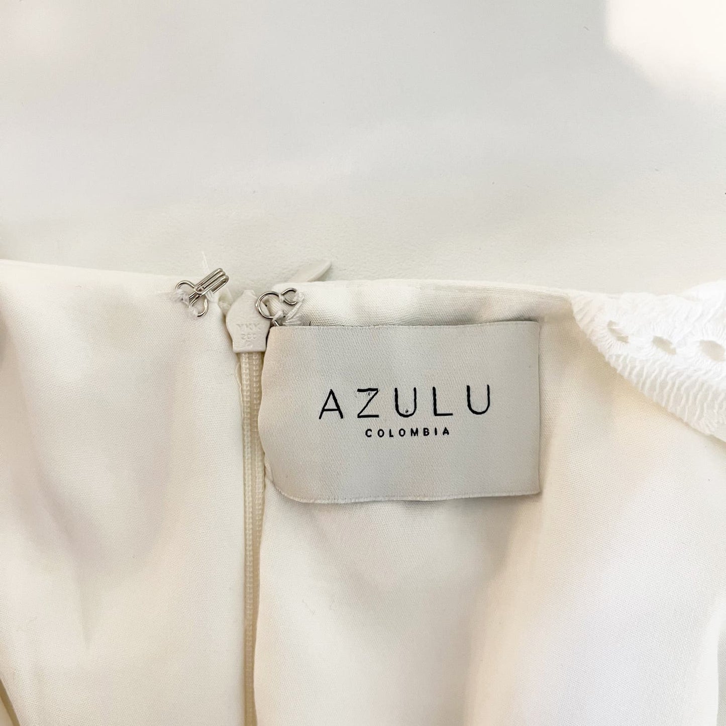 Azulu Puff Sleeve Cutout Draped Front Side Slit Eyelet Maxi Dress White 6