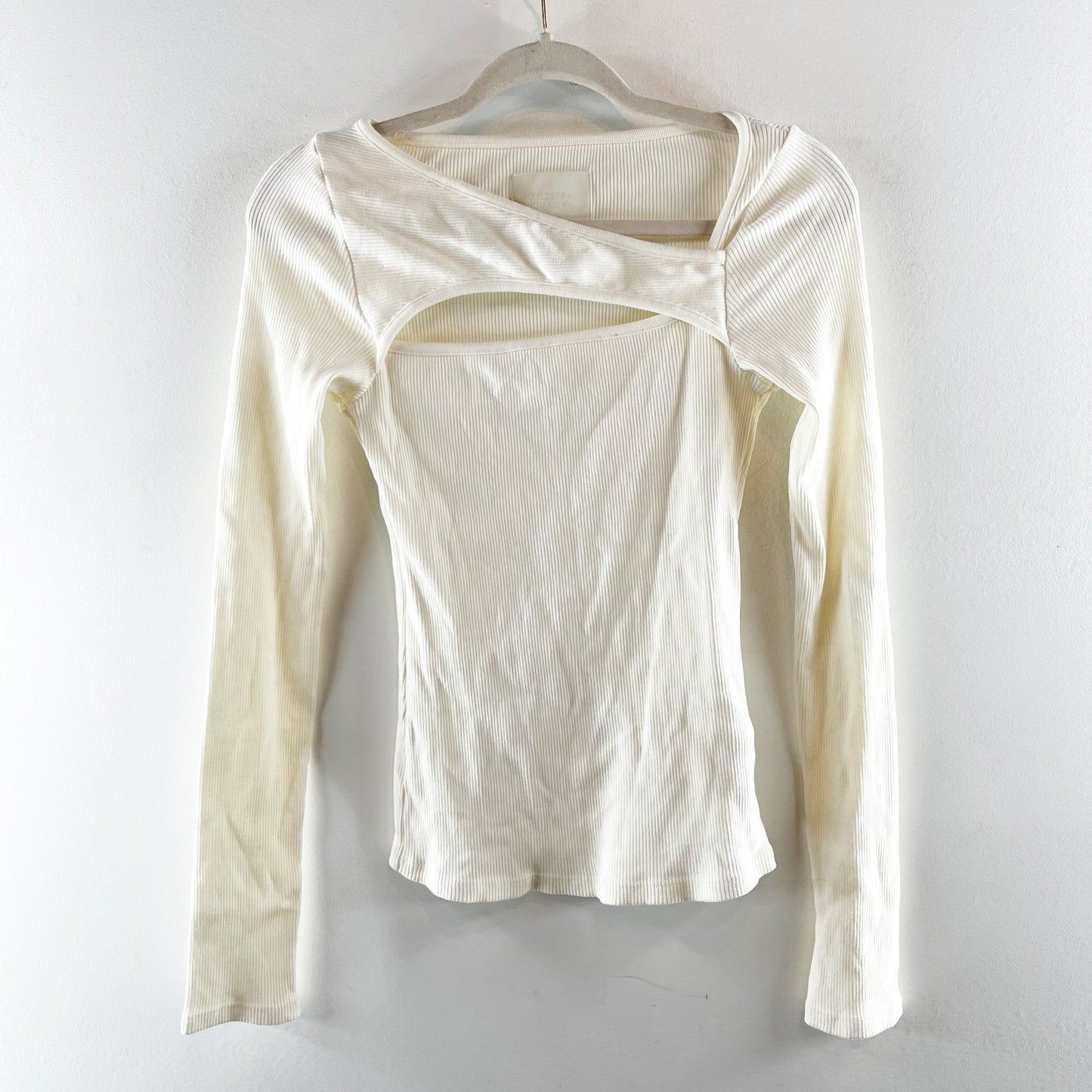 Citizens of Humanity Iris Cutout Ribbed Long Sleeve Tee Top Shirt White Small
