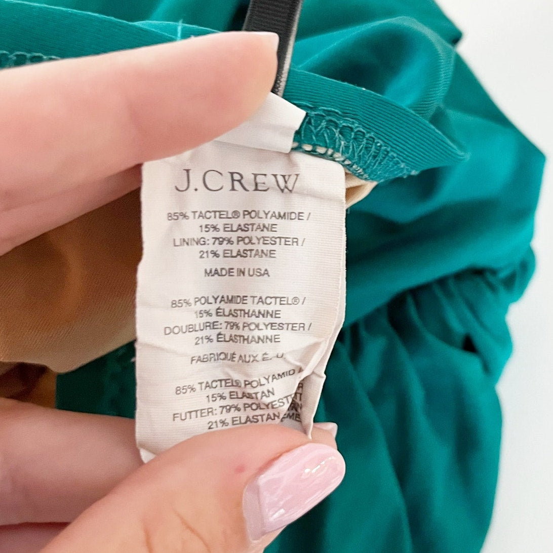 J. Crew Ruched Strapless One Piece Swimsuit Green 8