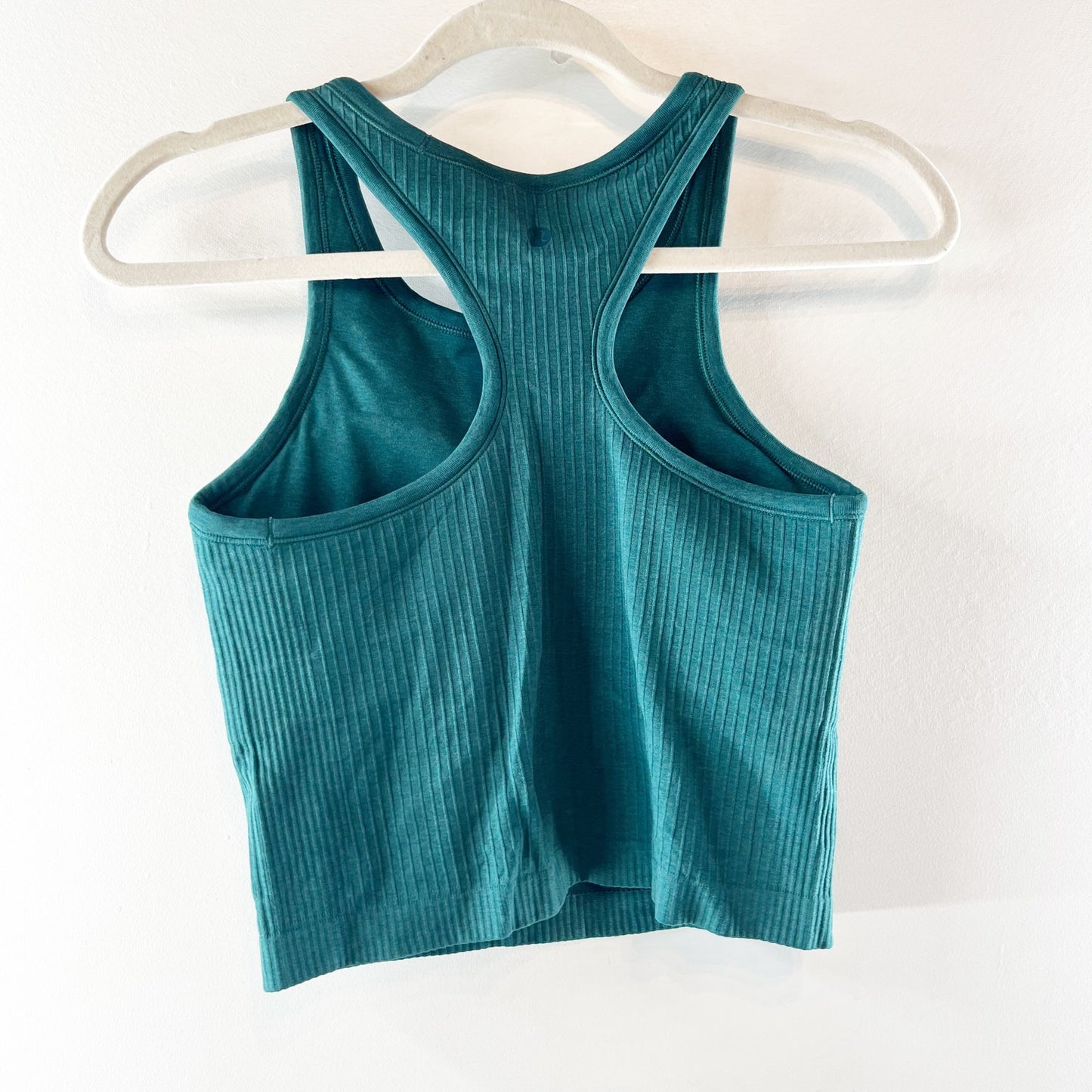 Lululemon Ebb to Street Ribbed Cropped Racerback Tank Top Green Jasper 6