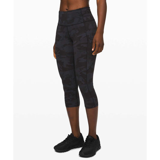 Lululemon Fast and Free Crop II 19" *Non-Reflective Incognito Camo Multi Grey 6