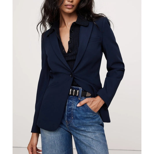Banana Republic Slim Refined Notch Single Breasted Blazer Hyper Navy Blue 6