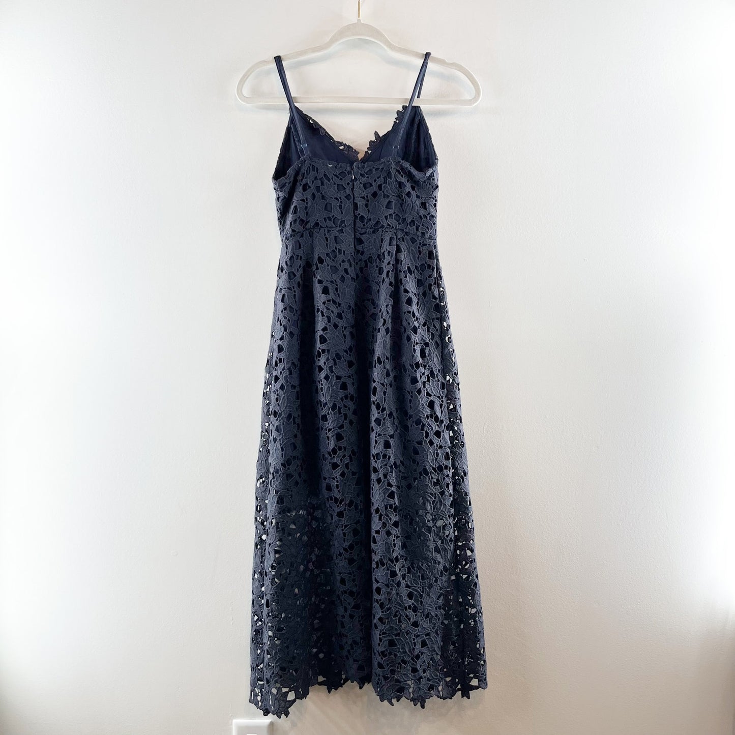 ASTR the Label Sleeveless V-Neck Lace A-Line Midi Cocktail Dress Black Small