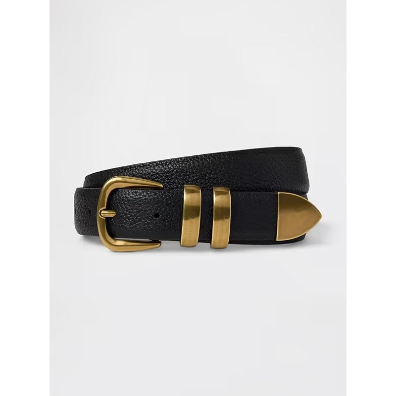 GAP Pebbled Leather Belt with Gold Buckle