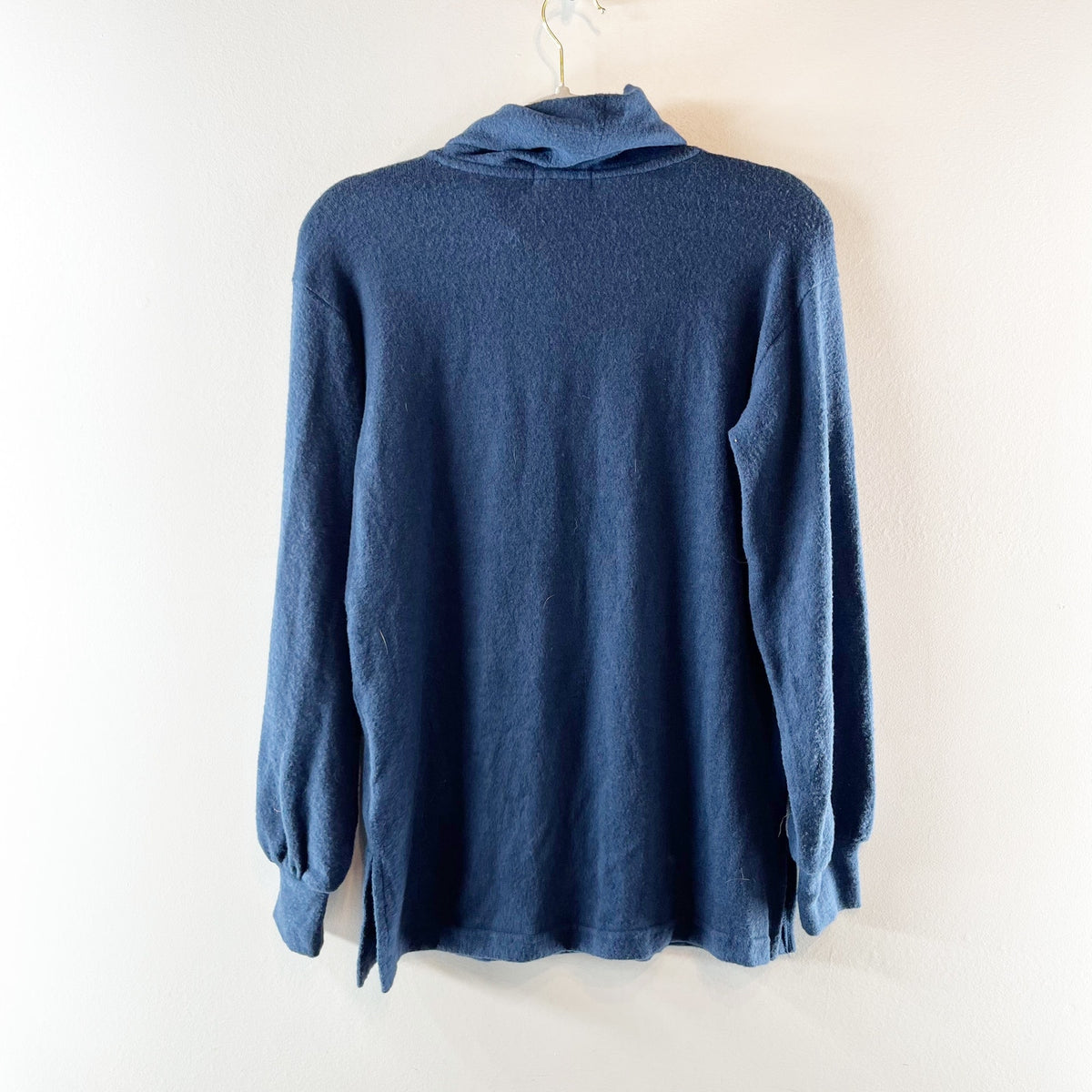 Carve Designs Cove Supersoft Cowl Neck Pullover Top Heather Navy Blue XS
