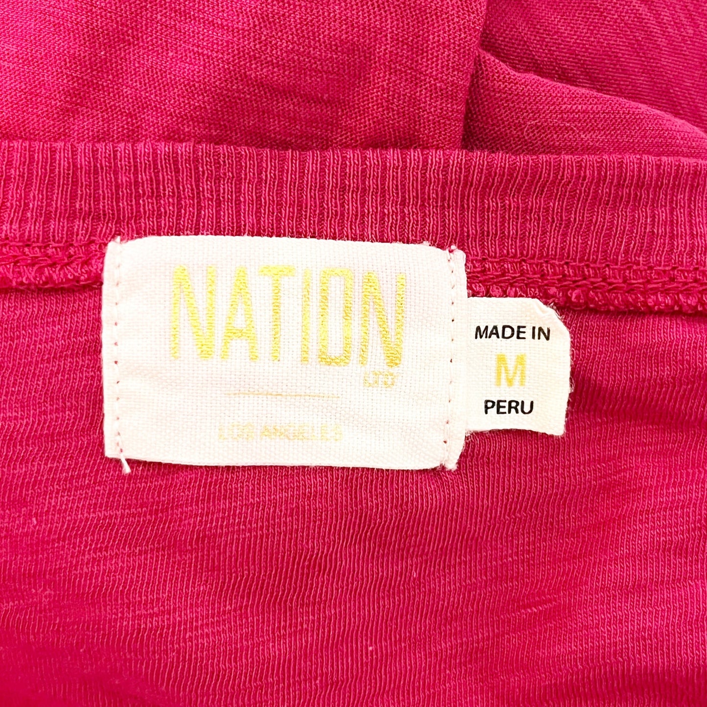 Nation LTD Hillary Romance Puff Sleeve Tee Shirt Heartbreaker Magenta Pink M