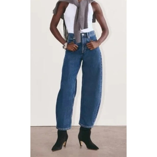 Everlane The Way High Barrel Jeans Medium Wash Blue 31 / 12 Petite
