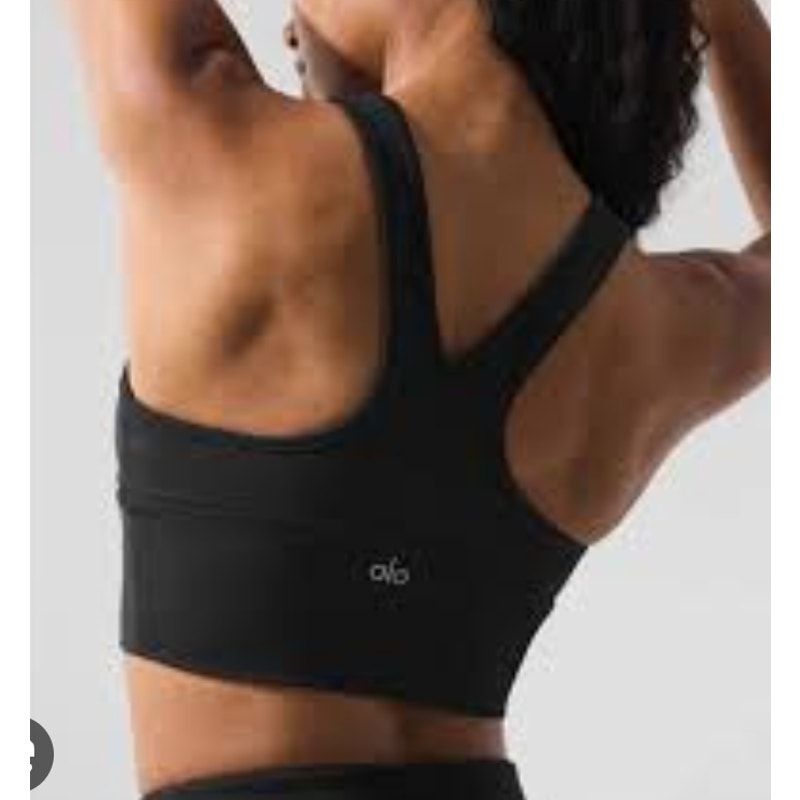 Alo Yoga Wild Thing Ruched V Neck Racerback Sports Bra Black Small