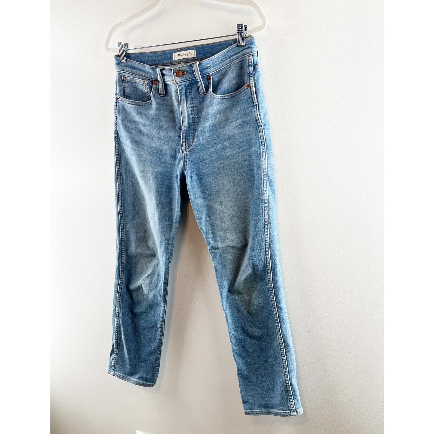 Madewell High Rise Ankle Straight Stovepipe Jeans in Euclid Wash Blue 27 / 4