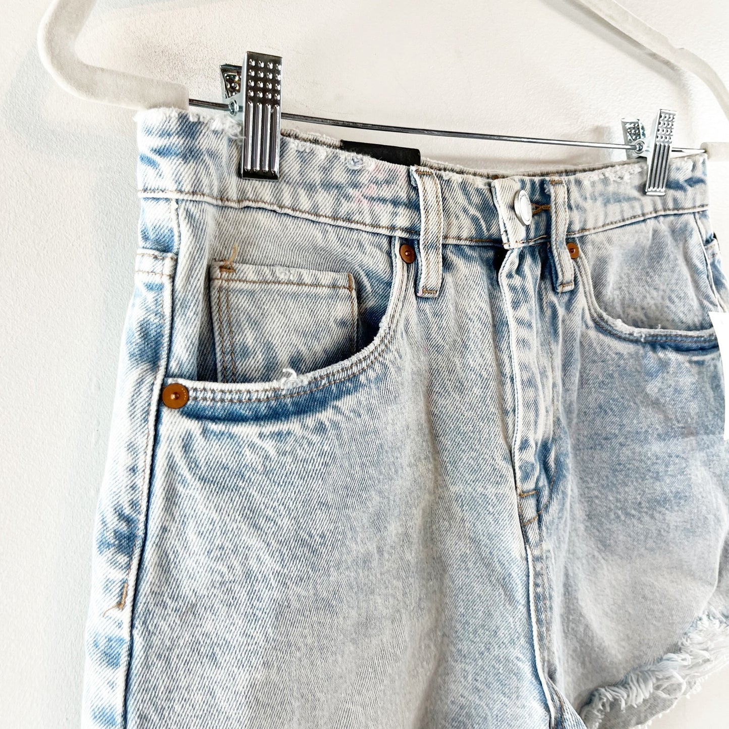 Blank NYC The Reeve Ultra High Rise Jean Distressed Cutoff Shorts Blue 27