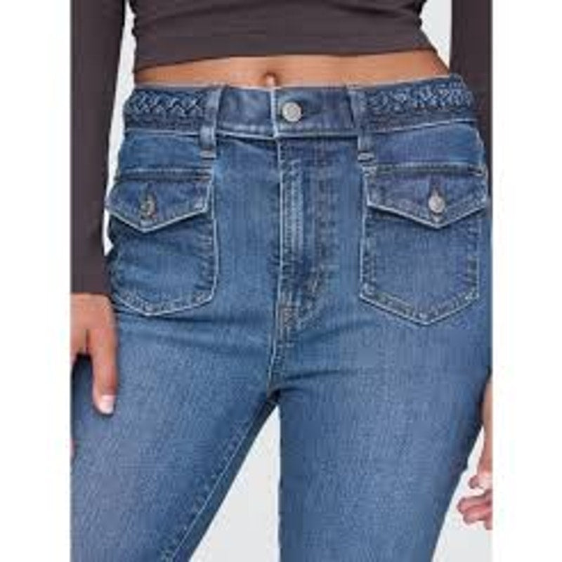 GAP High Rise '70s Flare Leg Braided Waist Jeans Blue 30 / 10