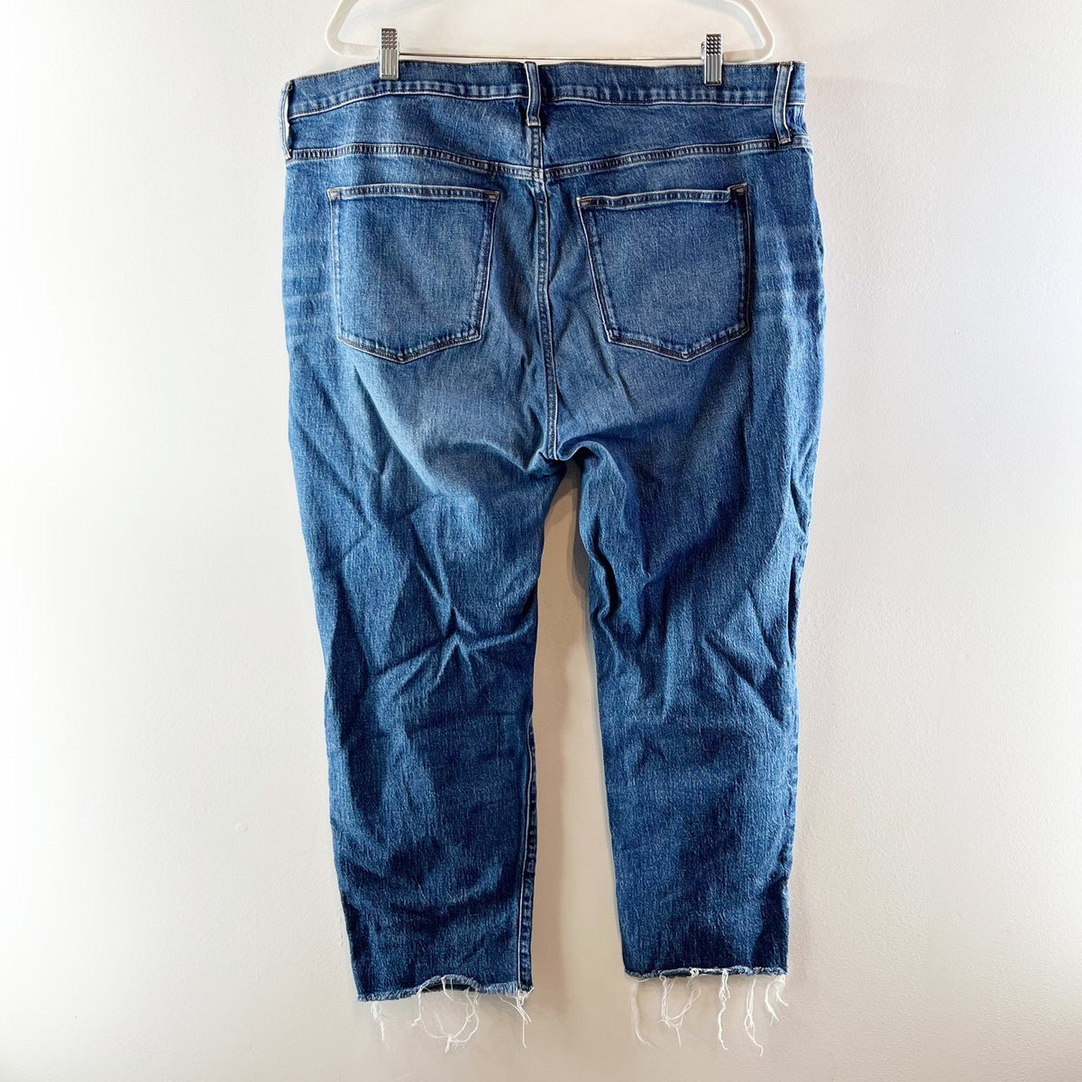 J. Crew All-Day Stretch High Waisted Frayed Denim Slim Boyfriend Jeans Blue 35