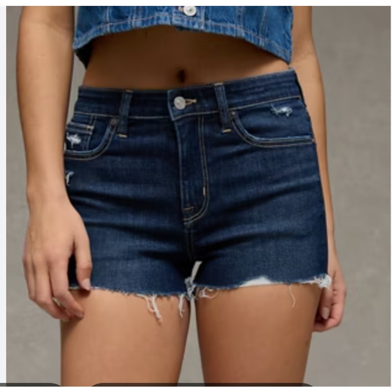 American Eagle Outfitters Ne(x)T Level Stretch Distressed Jean Short Blue 8