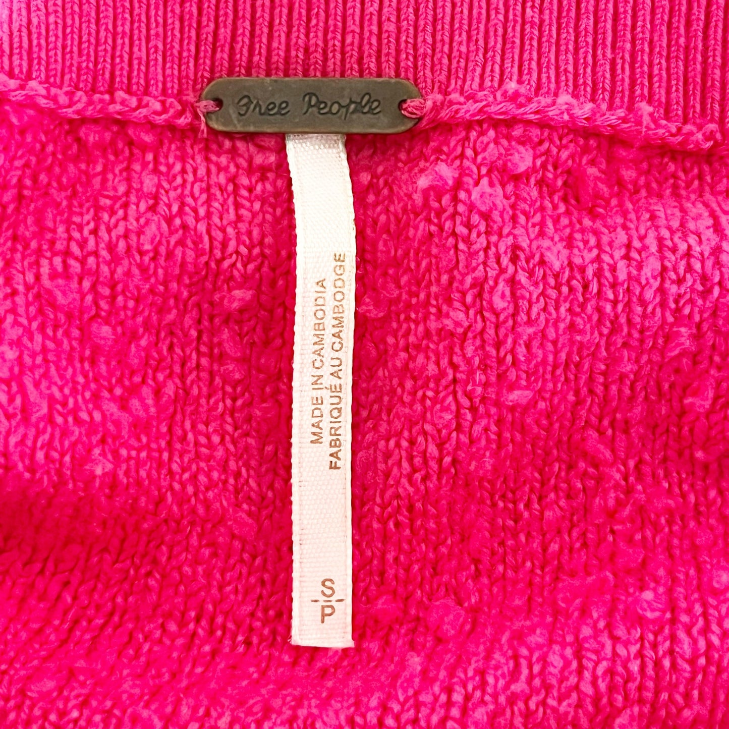 Free People Found My Friend Pullover Popcorn Oversized Sweater Pink Small