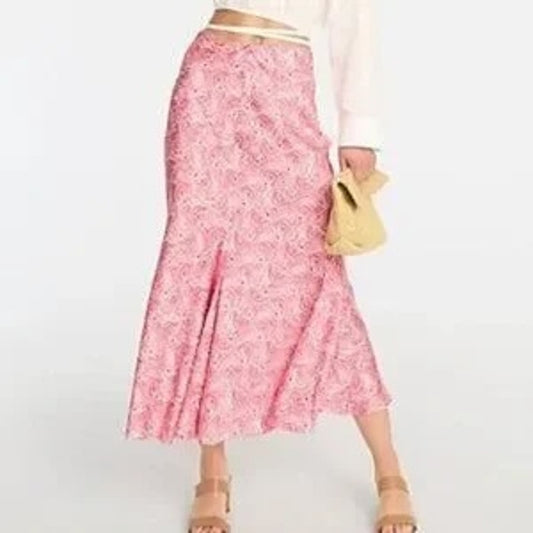 J. Crew Dandelion Satin Flare Tulip Midi Slip Skirt pink XS