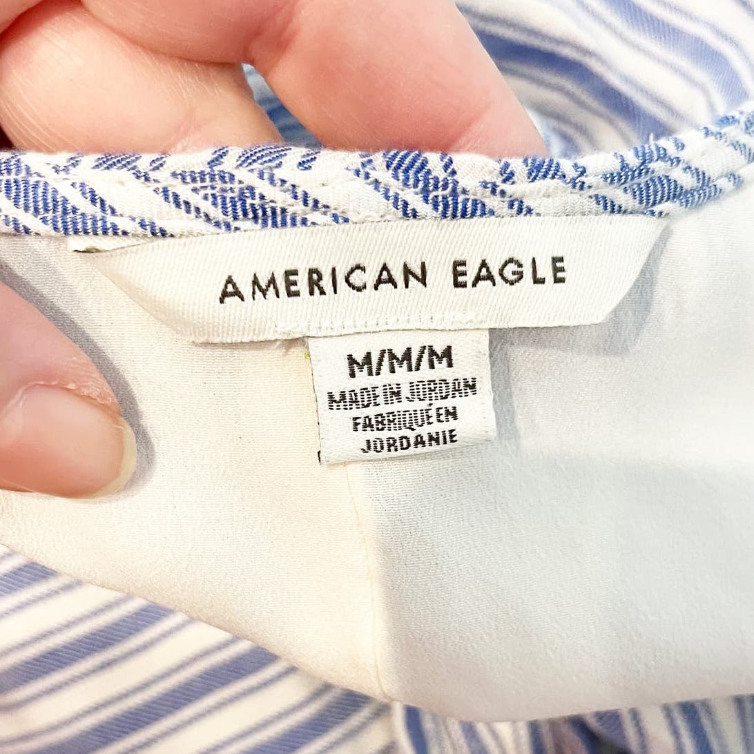 American Eagle Striped Tank Mini Dress Blue White Medium