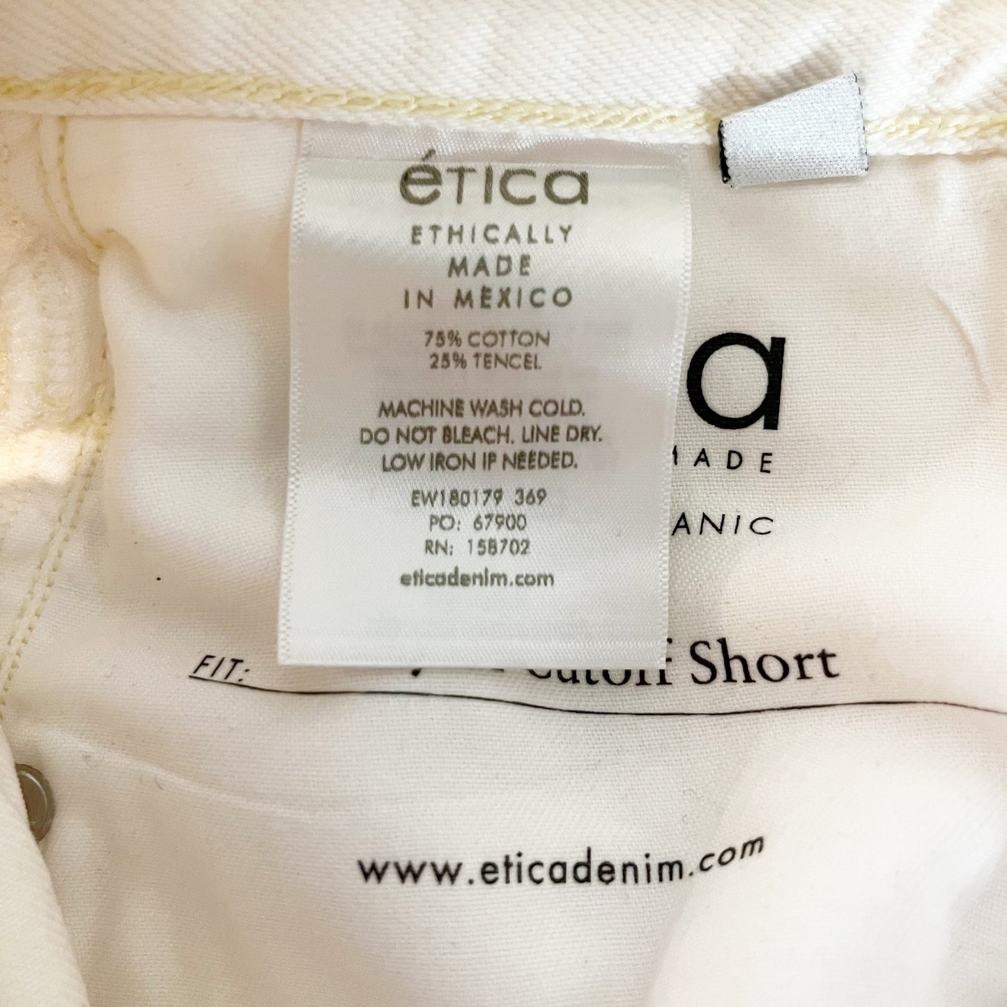Etica High Rise Raw Hem Skylar Denim Cutoff Jean Denim Shorts Cream White 27