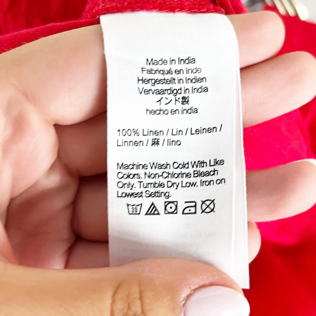J. Crew High Rise Linen Tropez Shorts Red Medium