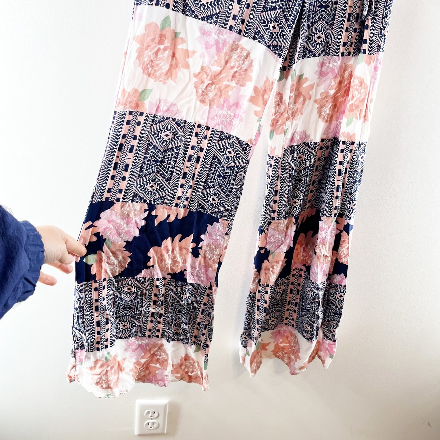 O'Neill Patchwork Flare Side Tie Beach Pants Blue Pink Boho Small