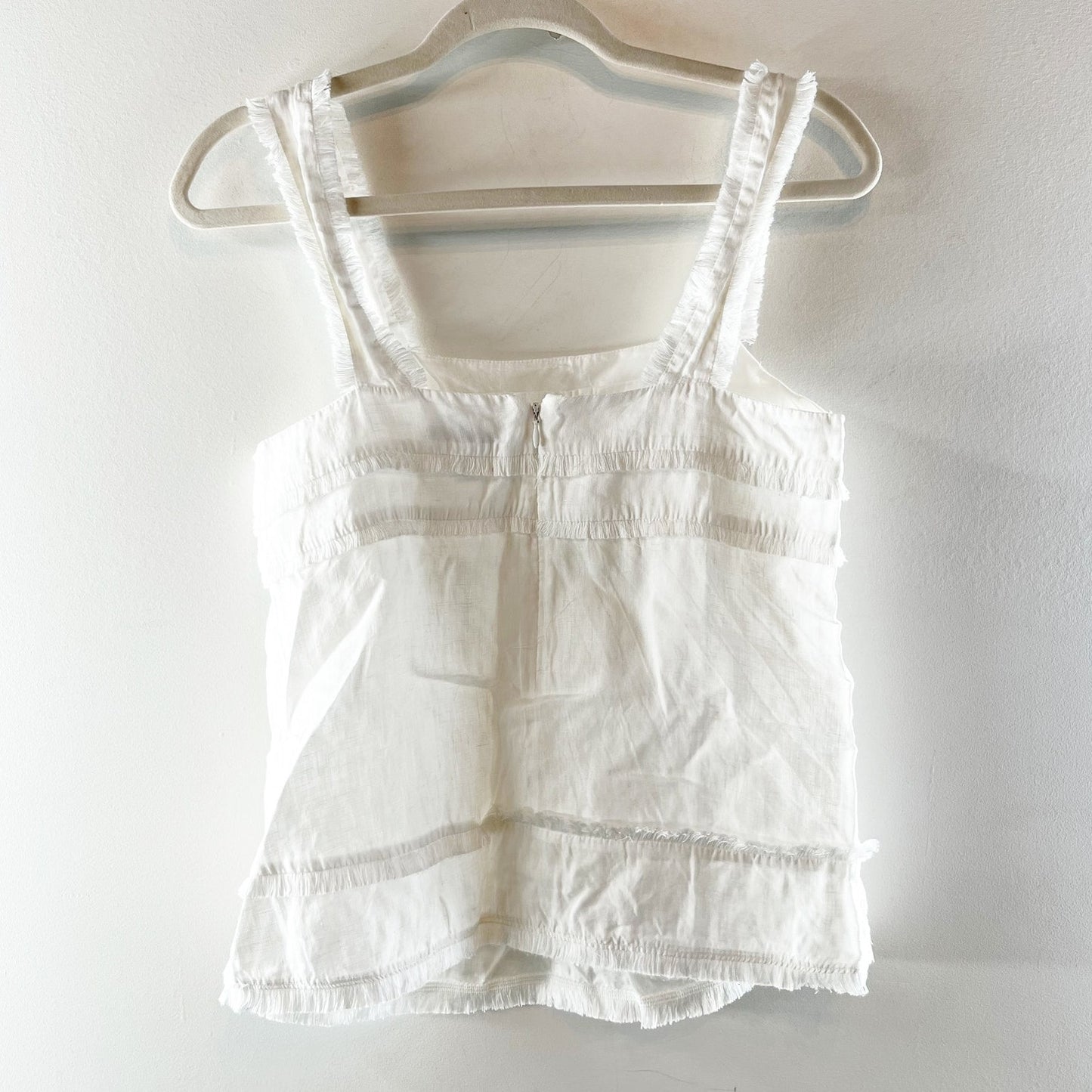 J. Crew Square Neck Linen Cami Tank Top White 0