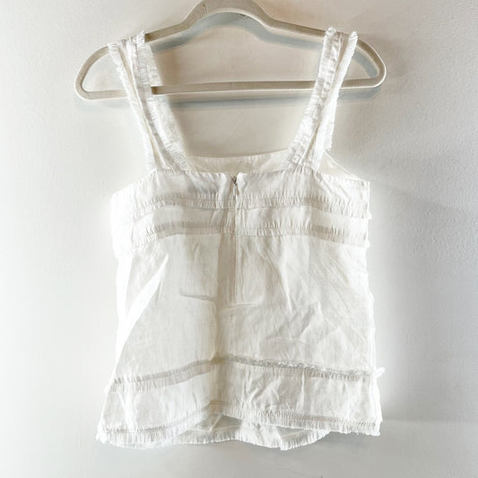 J. Crew Square Neck Linen Cami Tank Top White 0