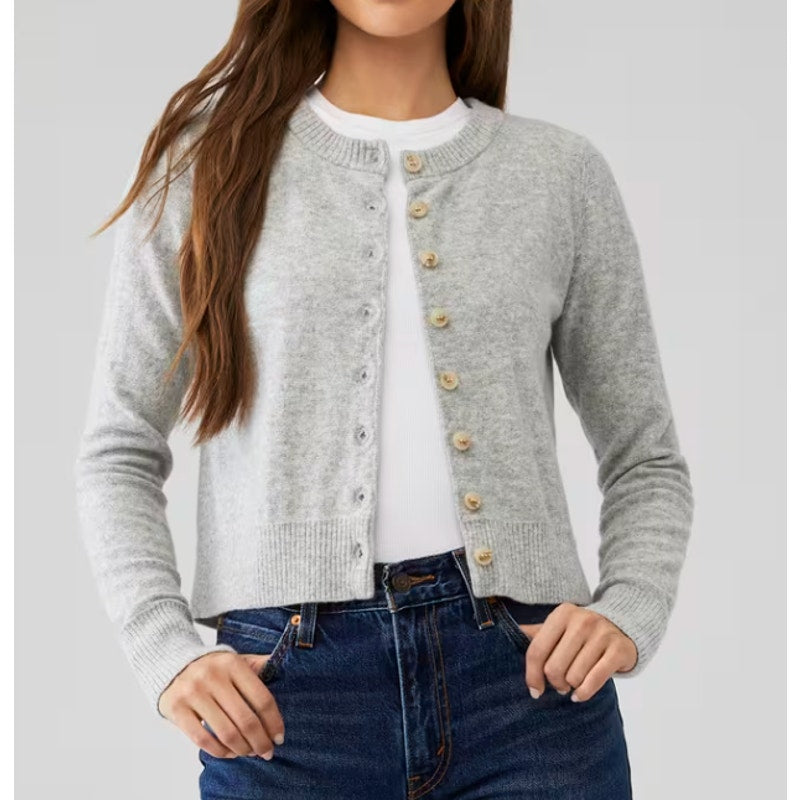 Free People Wool Cashmere Long Sleeve Button Front Cardigan Sweater Gray Small