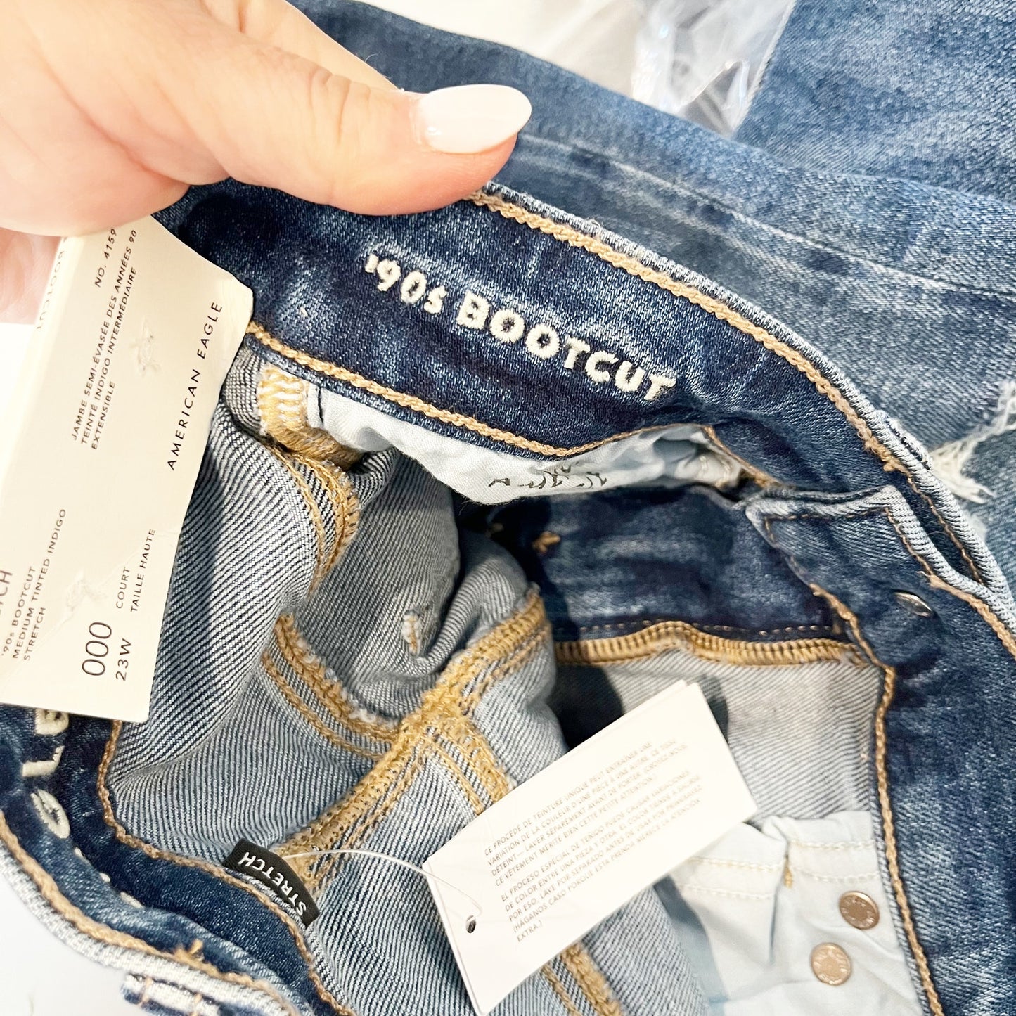 American Eagle Outfitters High Rise Stretch 90s Bootcut Jeans Blue 000 Short