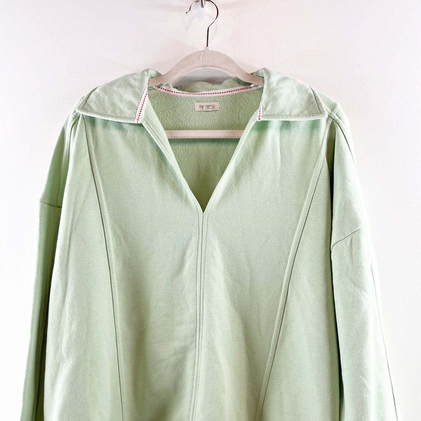 Pilcro by Anthropologie Johnny Collar Pullover Sweatshirt Mint Green Large