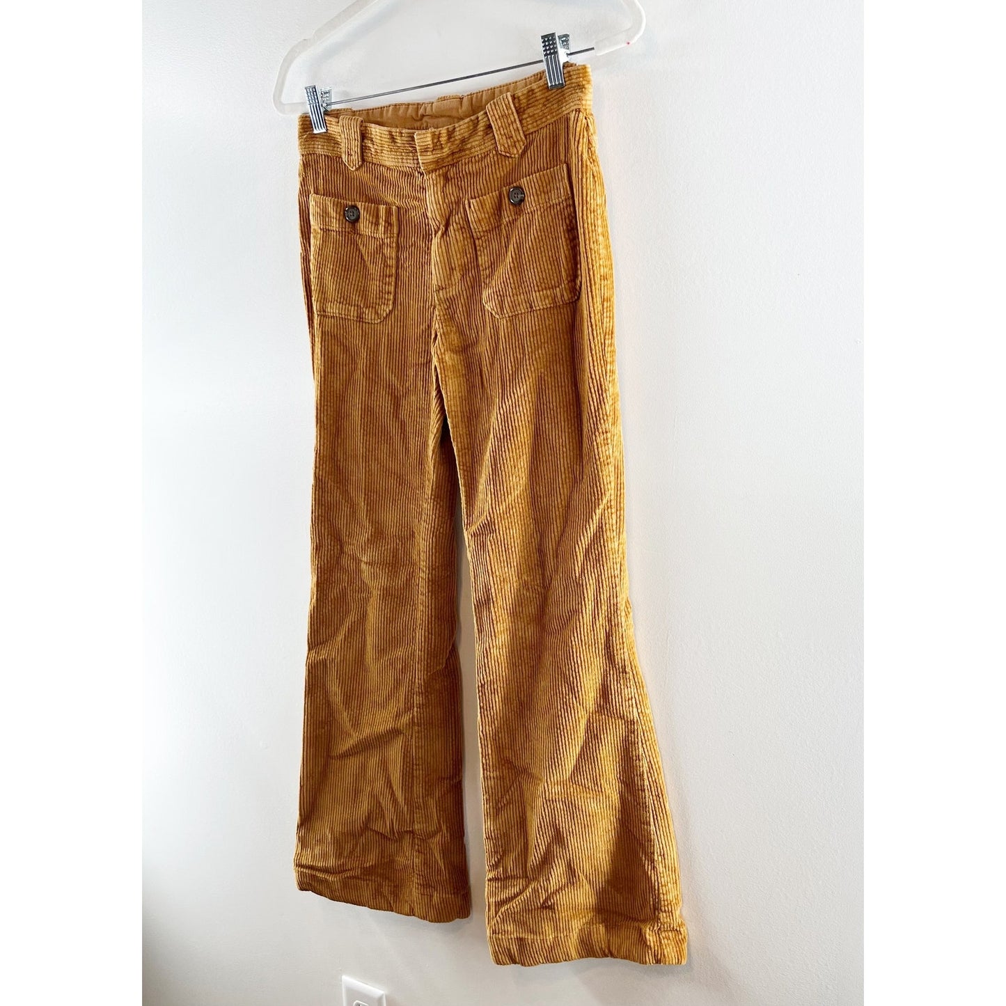 Free People High Rise Corduroy Flare Patch Pocket Pants Brown 0