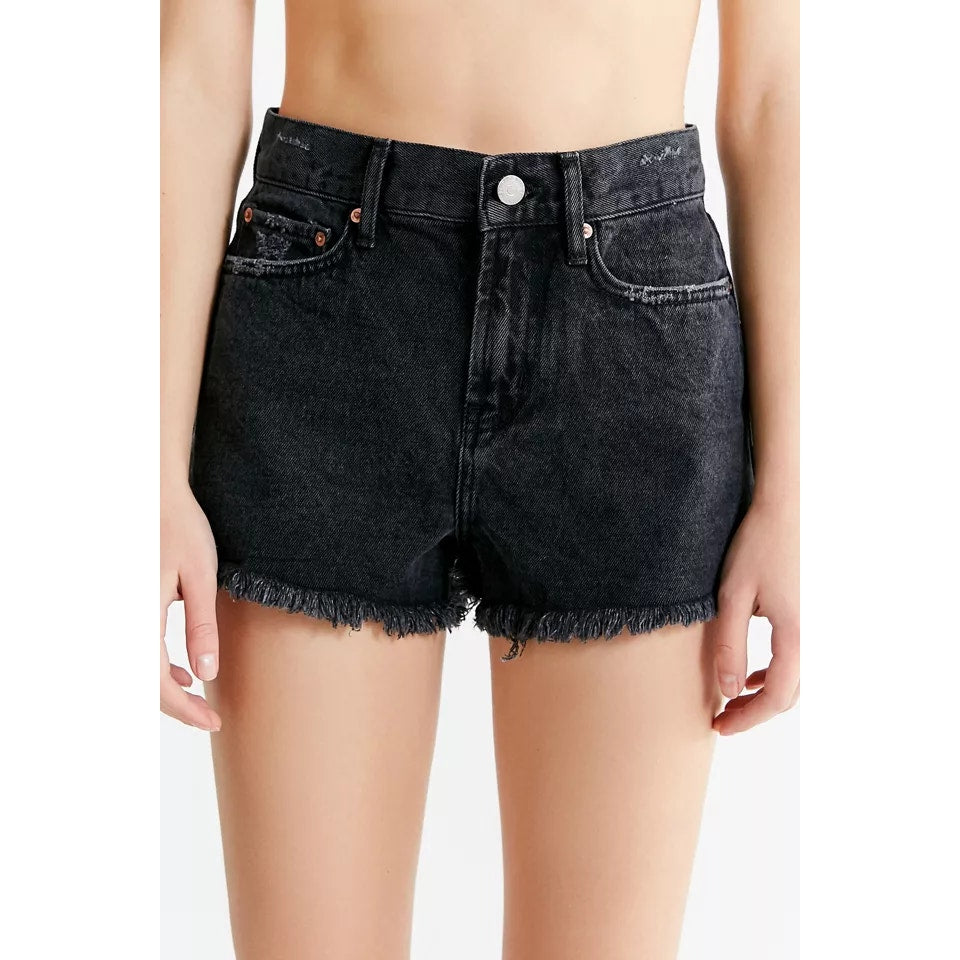 BDG Urban Outfitters High Rise Cutoff Denim Girlfriend Shorts Black 28