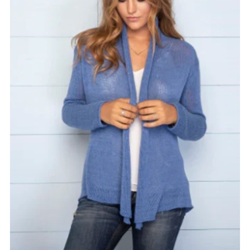 Wooden Ships Open Long Sleeve Knit Cardigan Sweater Blue Medium / Large