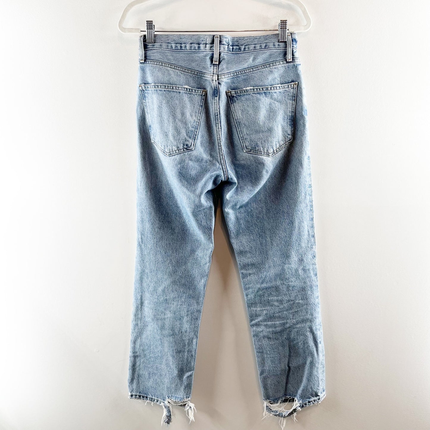 AGOLDE Lana High Rise Cropped Button Fly Straight Leg Jeans Blue 25