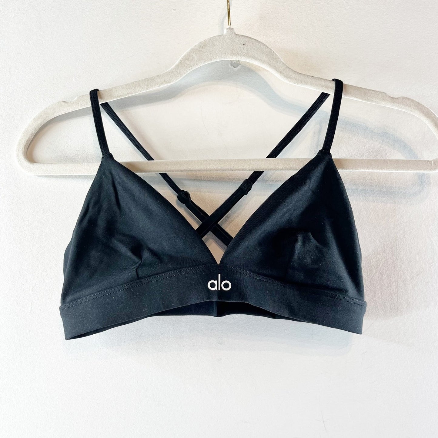 Alo Splendor Triangle Cross Strap Bra Bralette Black Small
