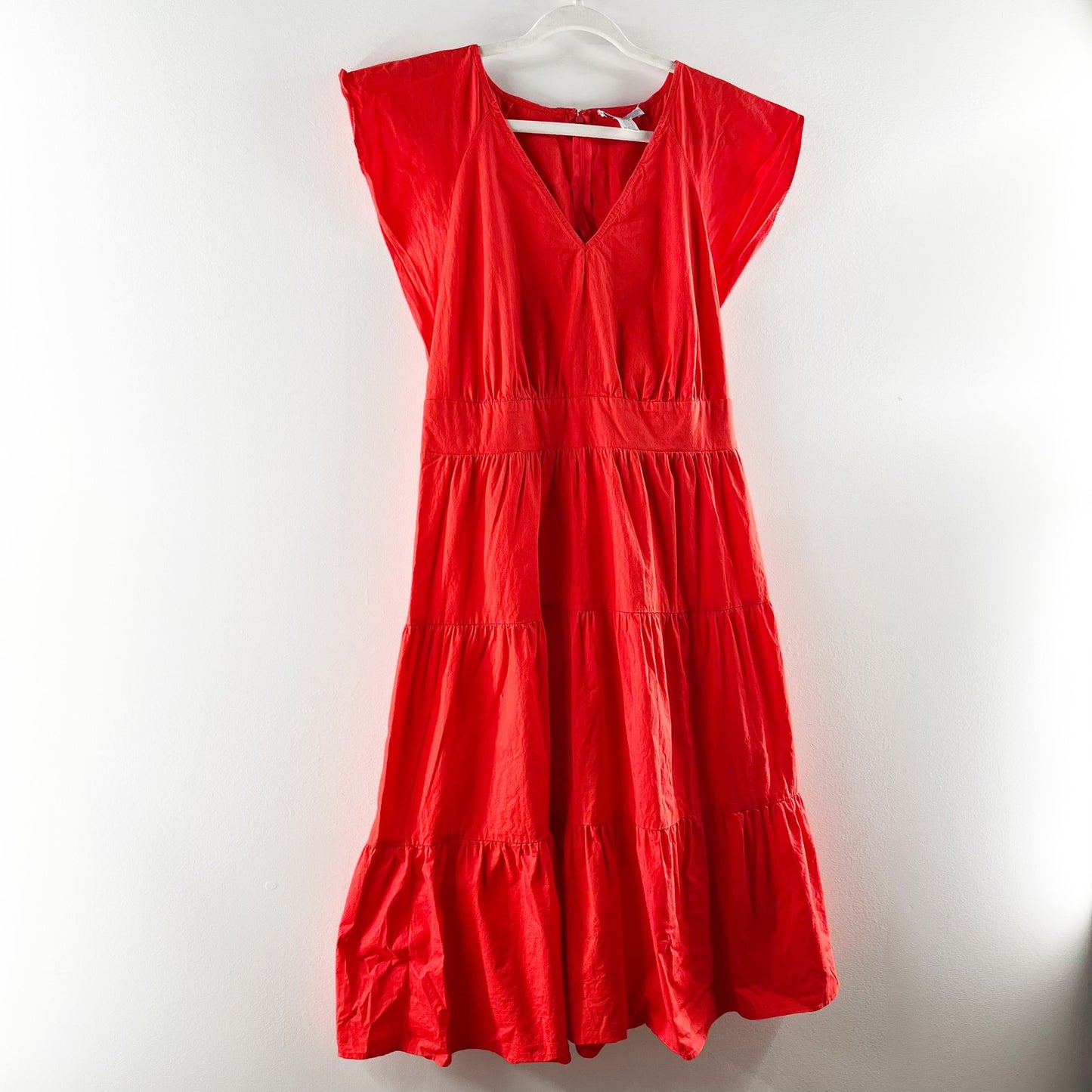 London Times V Neck Tiered Babydoll Mini Dress Red 16
