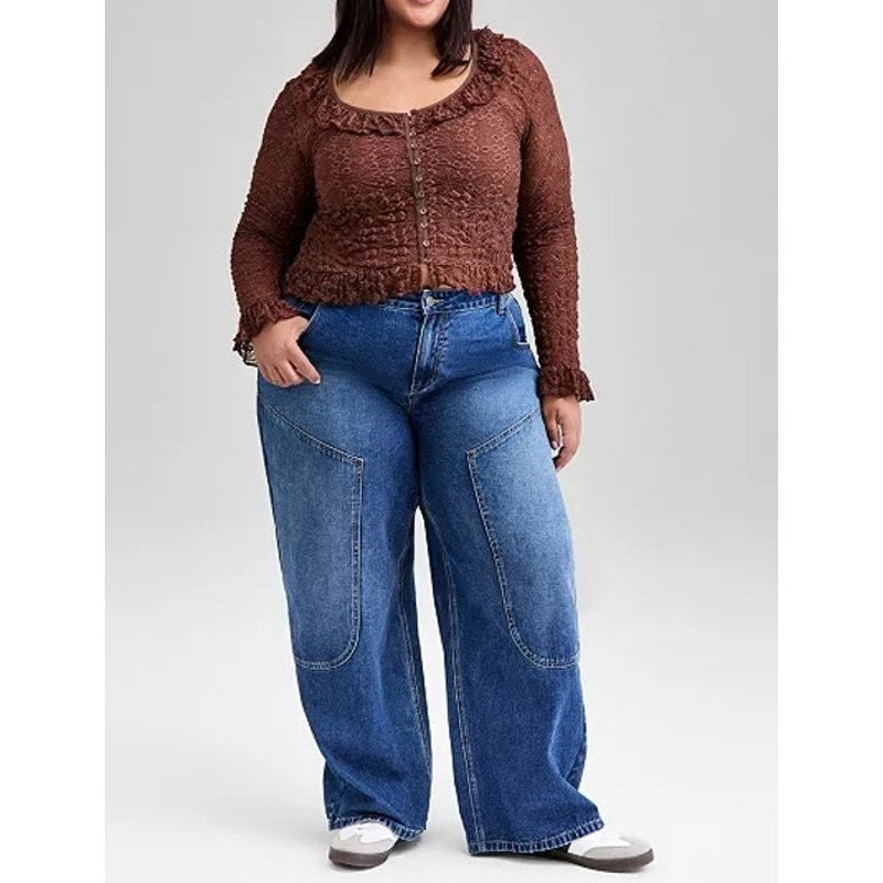And Now This High Rise Straight Leg Cotton Jeans Blue 31 / 12