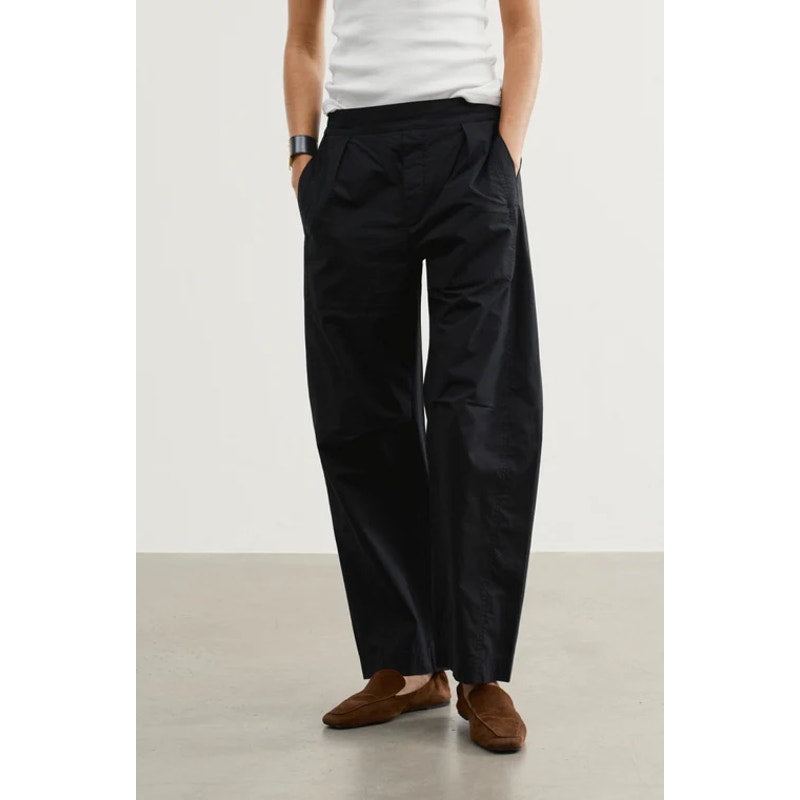AYR The Swish 100% Cotton Pull On High Waisted Ankle Resort Pants Black XS