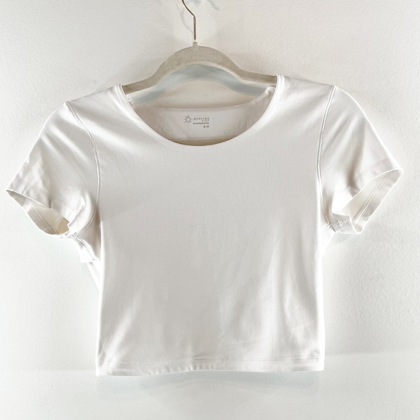 OFFLINE By Aerie Real Me Xtra Twist Back Short Sleeve Cropped Tee White Medium