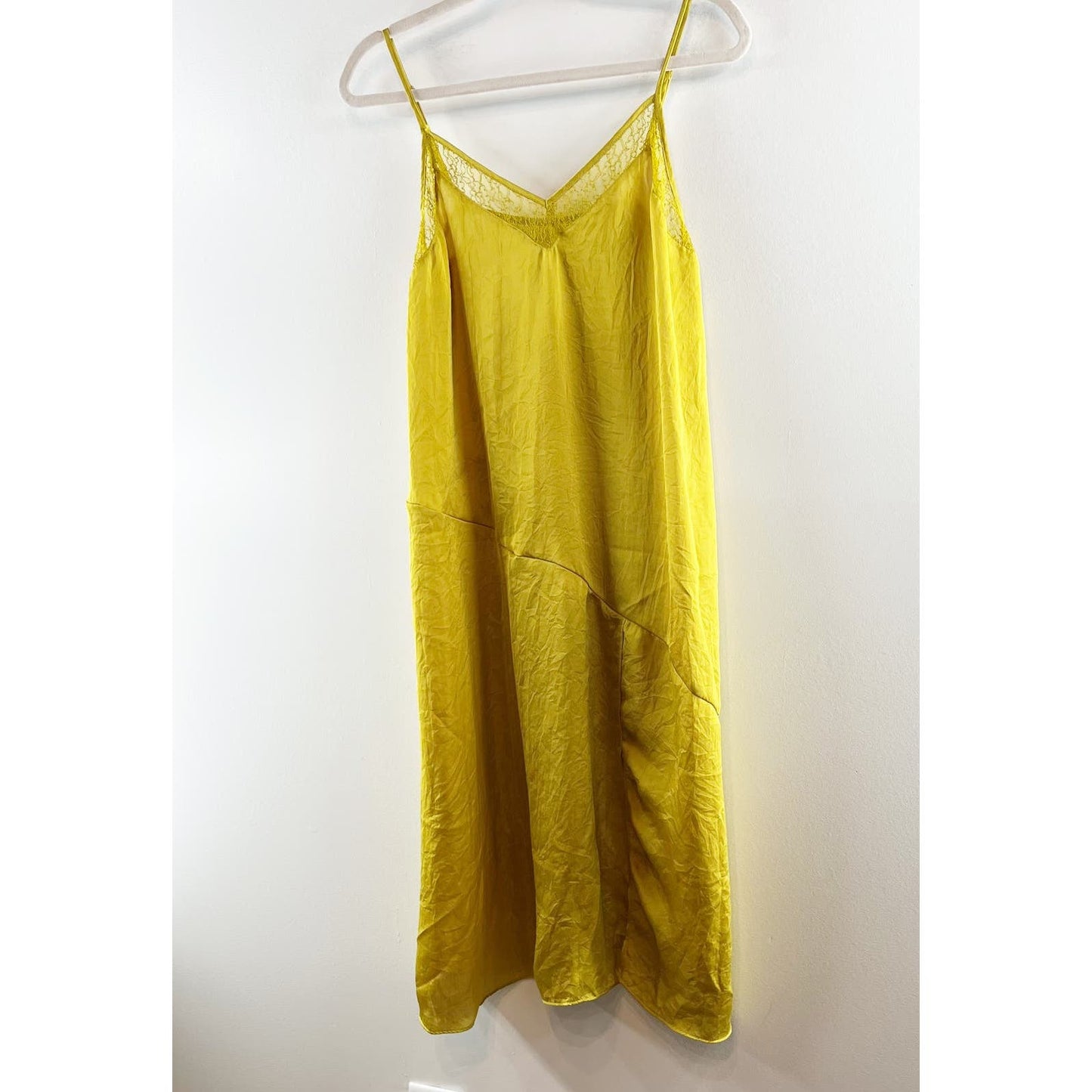 Floreat Anthropologie Lucy Lace Satin Slip Midi Dress Chemise Green Small