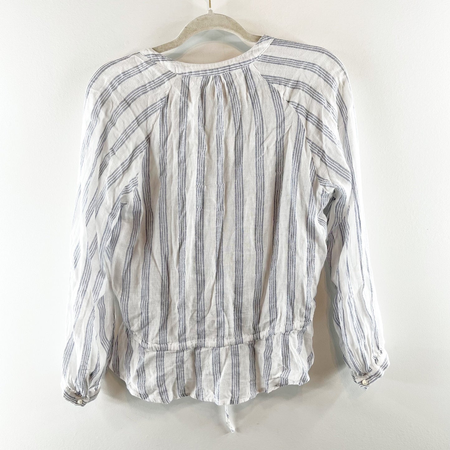 Rails Marti Long Sleeve Button Up Top Shirt Cayman Stripe White Blue XS