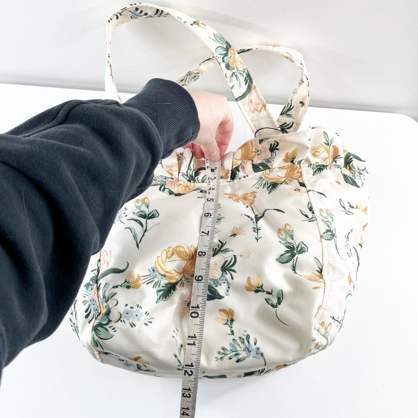 Loeffler Randall Claire Ruffle Nylon Tote Bag Purse White Yellow Green