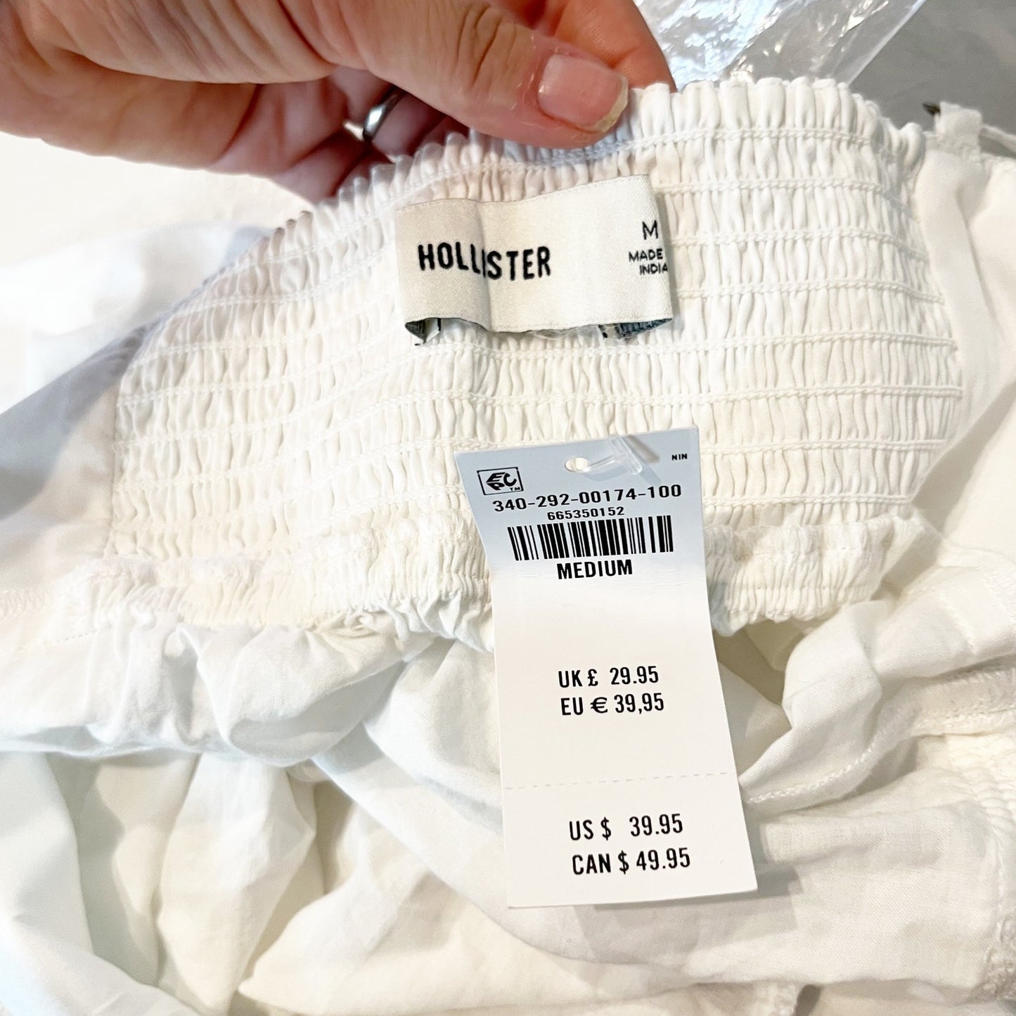 Hollister V Neck Babydoll Embroidered Cami Tank Top White Medium