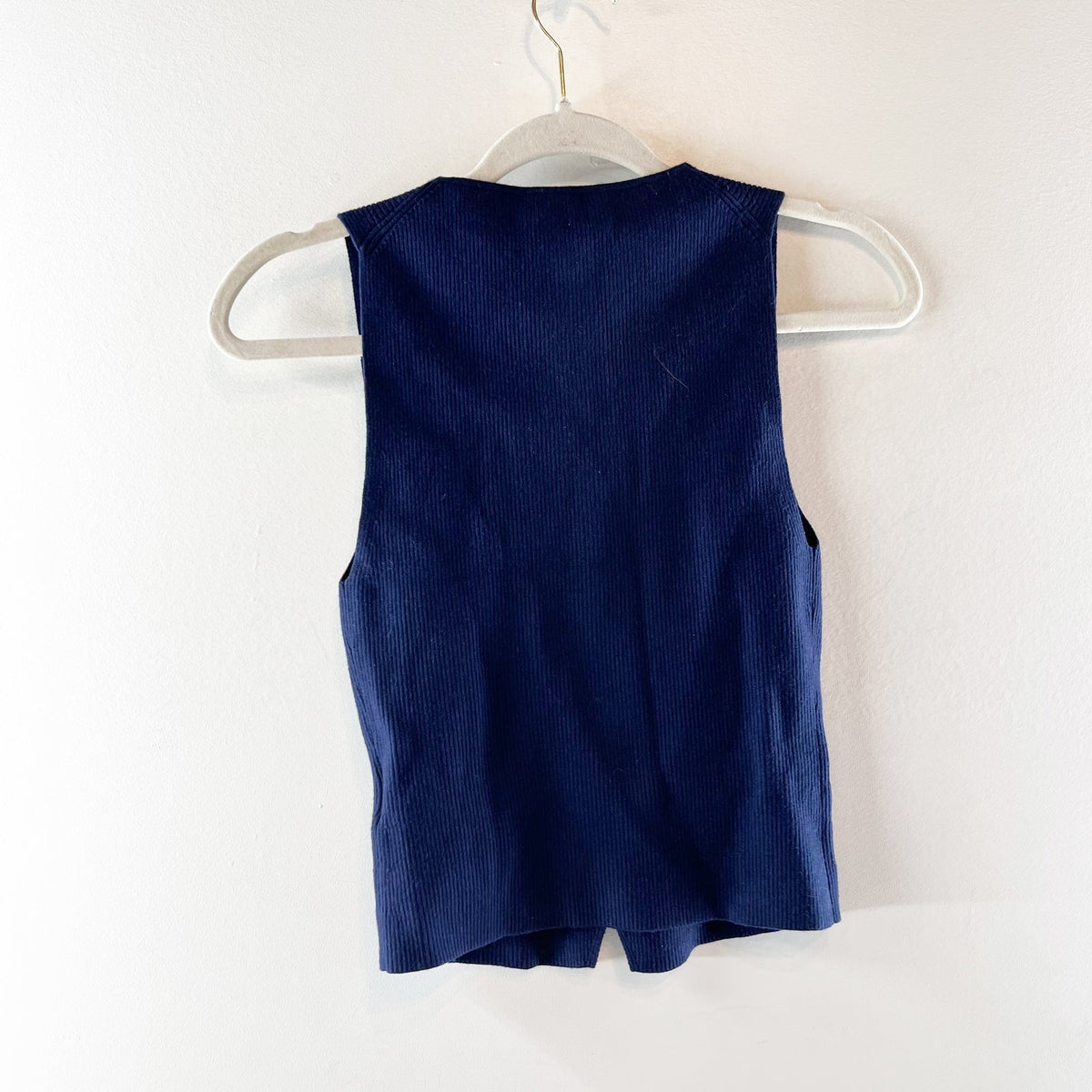 Wilfred Aritzia Croquet Sleeveless Ribbed Knit Sweater Vest Navy Blue XS